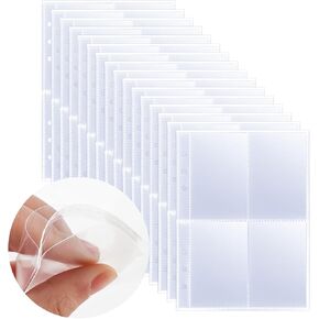 Photocard Sleeves 50 Pack 400 Pockets 6 Ring A5 Binder Sleeves 2.5x3.5 Inch Trading Card Sleeves Double-Sided 4 Pocket Page Protector Card Sleeve Pages for Game Cards, Photos, Postcards