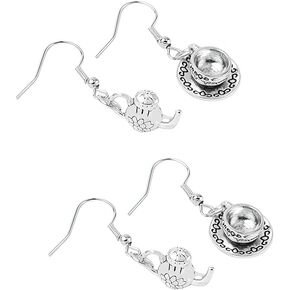 Ximimark 2 pair Vintage Tea Pot Tea Cup Pendant Earrings - Perfect for Parties and Valentine's Day Gifts