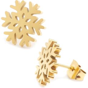 Steelmeup Stainless Steel Season Greeting Winter Holiday Post Stud Earrings Snowman Star Snowflake