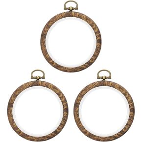 PATIKIL 6inch Embroidery Hoops, 3Pieces Imitated Wood Circle Frame Cross Stitch Hoop Ring for Embroidery Art Craft Sewing Ornaments Hanging Decoration