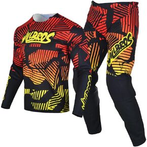 Motocross Jersey Pants Combo Mens Women Adult MX Gear Set Protective Offroad Dirt Bike Set Riding Racewear Blue Orange (Jersey XXXL Pants 40)