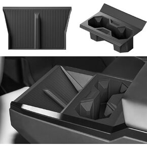 2Pcs Center Console Silicone Pad for Wireless Charging Space and Cup Holder Insert for Cybertruck Center Console Interior Accessories Central Console Protection Mat Anti-Slip