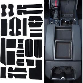 TOPINSTALL Several Colors Premium Liners Compatible with 2022-2024 2025 Toyota Tundra Accessories, Non-Slip Anti Dust Cup Holder Inserts, Center Console Rubber Mats, Door Pocket Pads-30 PCS (Red Trim)