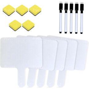 Dry Erase Paddles, Classroom Pack - Auction Paddles - dry erase markers - double sided paddles - white Board Paddles (10-pack with 10 markers and 10 erasers) (10)
