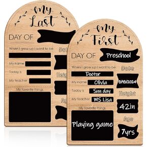gisgfim Wooden First and Last Day of School Board Double Sided Back to School Sign My First Day of School Sign Reusable 1st Day & Last Day of School Chalkboard Photo Prop for Kindergarten Preschool