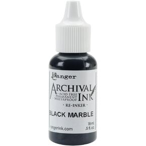 Ranger Archival Pad Reinker .5oz, Black Marble