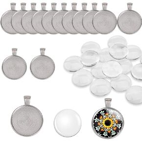 DAHI Bezel Pendant Trays for Jewelry Making DIY Round Pendant Tray Charm Bezel Blanks Setting Cabochon Blank Base for DIY Jewelry Findings Making,Crafting Photo,Necklace,Pendant Making Visit the Oubaka Store
