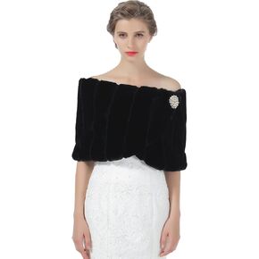 BEAUTELICATE Bridal Shawl Wedding Faux Fur Shawl Bridesmaids Wrap Cover Up Stole