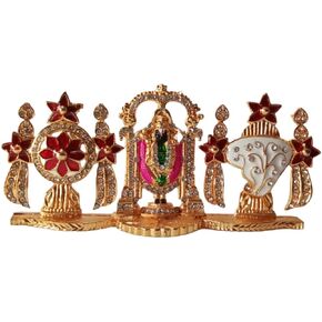 Sri Tirupati balaji with Shankh Chakra Stone Studded statue (4.5" X 2" X 0.5 inches) for Car Dashboard Home & Office Table Showpiece Figurines,Religious Gift Idol.