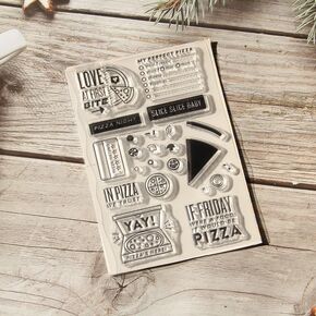 ZFPARTY Pizza Night Stamps Scrapbook Paper Transparent Clear Handmade Decoration Gifts Rubber Stamp for Card DIY Scrapbooking