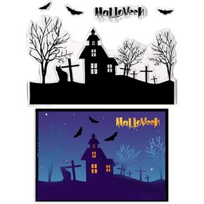 Hying Happy Halloween Clear Stamps for Card Making, Bats Spider's Web Jack-o'-Lantern Transparent Rubber Stamps for Bullet Journal DIY Scrapbook Handmade Crafts Notebook Halloween Decoration Stamps