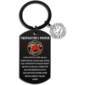 Firefighter Gifts for Men Him Firefighter Keychain Fire Fighter Gifts Adults Son Husband Cool Firefighter Gifts Firefighter Accessories Gifts for Firefighter Graduation Firefighters Prayer Keychain