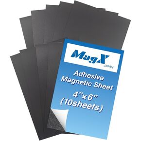 MagX Magnetic Sheets with Adhesive Backing, 4 x 6 Inch, 10 Sheets, Self Adhesive Magnet Sheets, Magnet Sheets, for Crafts, Photos and Die Storage，Stationery, Office Supply (MVAP-4006)