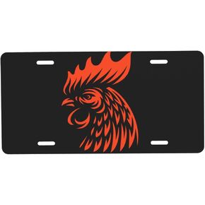Head Rooster Cock License Plate Front Car Decorative Novelty Auto Plate Car Tag Vanity Gift Metal Aluminum Plate for Women/Man 12x6 inch Wall Decor