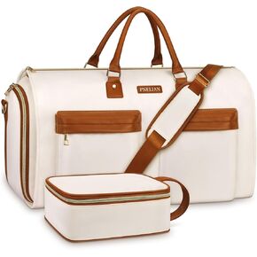 Convertible Garment Bag, 60L Carry On Garment Bags with Packing Cube, Large Garment Duffel Bag for Men Women, 2 in 1 Hanging Suitcase Suit Travel Duffel Overnight Bags 2pcs Set, Beige