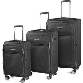 Cantor Ultra Lightweight Softside Luggage with Spinner Wheels, Set of 3, Expandable Suitcase with Retractable Handle and ID Tag, and Interlocking Zippers with TSA Lock in Saudi Arabia