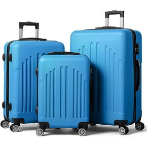 Karl home Luggage Set of 4 Hardside Suitcase Sets with TSA Lock 4 Spinner Wheels, ABS Lightweight Trolley Travel Case for Carry On Check-in Business Trip, Violet (16/20/24/28)