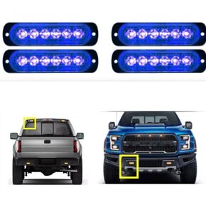 4-Pack LED Strobe Lights for Vehicles – Super Bright, Waterproof, 6-LED Emergency Lights, 12V-24V Surface Mount Strobe Light Kit for Trucks, Cars, and Emergency Vehicles (Green)