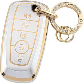 Key Fob Cover for Ford Car Key Shell with Key Ring for Ford F150 F250 F350 F450 F550 Explorer Expedition Escape Mustang Ecosport,Silver