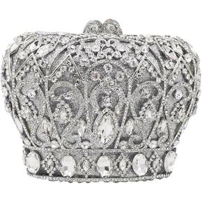 Boutique De FGG Crown Minaudiere Crystal Clutch Purse for Women Evening Bags Party Dinner Rhinestone Handbags