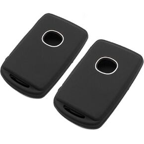 Silicone Key Fob Cover Fit for Mazda 3 6 CX-3 CX-30 CX-5 CX-50 CX-9 CX-90 MX-30 EV 3 Sport MX-5 Miata 3 4 Button Keys on Side | Car Accessories | Remote Key Protection Case - Black & Purple