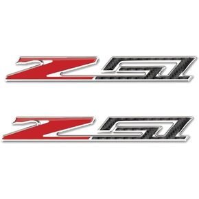 2Pc C7 Z51 Emblem Carbon Fiber 3D Badge Nameplate Sticker Decal Domed Replacement for Z51 (Silver Red)