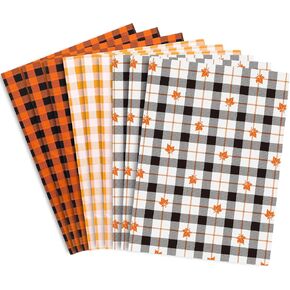 Whaline 90 Sheets Fall Tissue Paper Folded Flat Buffalo Plaid Wrapping Paper Maple Leaf Gift Wrapping Tissue Paper Thanksgiving Art Paper for Home DIY Gift Bags Party Favor Autumn Decor, 14 x 20inch