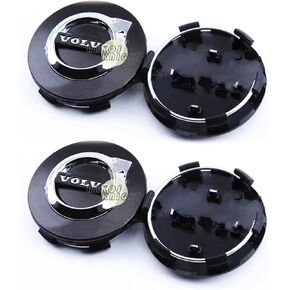 64mm Wheel Hub Center Cap with Logo Emblem ABS Material Compatible with VoIvo S40 S60 S80L XC60 XC90 Auto Accessories(Vol Black)