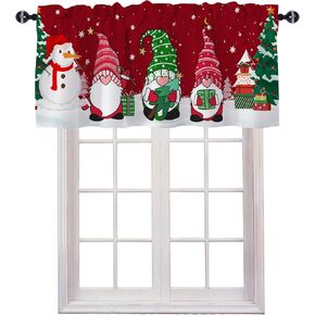 Christmas Kitchen Curtains Valances for Windows - Gnome Christmas Curtains, Window Christmas Decorations, Red Curtains for Kitchen Windows, Bathroom Window Curtain, Short Curtain for Windows, 52"x 18" in Saudi Arabia