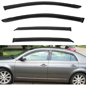 4pcs Front+Rear Smoke Tint Sun/Rain Guard Outside Mount Tape-On Vent Window Visors compatible with 05-12 Avalon