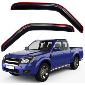 Lightronic WV192083 in-Channel Side Window Deflectors Visor Rain Guards, Dark Smoke, 2-Pieces Set, Fits 1993-2011 Ford Ranger SuperCab, 1999-2010 Mazda B2300/B2500/B3000/B4000 Extended Cab