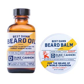 Duke Cannon Supply Co. Big Bourbon Beard Care Collection for Men Made w/ Buffalo Trace (Charred Oak Barrel Scent) 3Gift Bundle- Featuring Premium Men's Beard Wash, Beard Balm & Beard Oil(3 Piece Set)