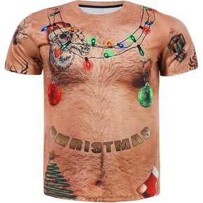 uideazone Men's Ugly Christmas T-Shirts Funny Holiday Short Sleeve Graphic Tees S-XXL