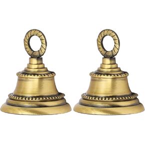 Indian Brass Bells Jingle Bells for Home Door Décor, Crafts, Chimes, Christmas Décor, Cow Pet Bells Christmas Craft Bells for Christmas Decorations (4, Classic)