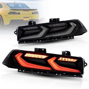 VLAND LED Tail Lights Compatible For 5th gen Chevy Camaro Coupe/Convertible LT LS SS ZL1 2014 2015, With Red Turn Signal, Smoked Lens Style