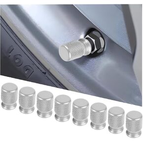 Mandark 8PCS Car Tire Valve Stem Caps, Premium Aluminum Vehicle Air Stem Covers, Corrosion Resistant Leakproof Auto Wheel Tire Valve Cap Accessories, Universal for SUV, Truck, RV（Titanium）