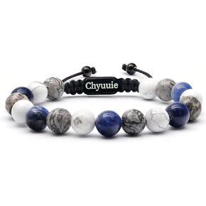 Protection Bracelet for Men Women Healing Bracelet Handmade 10mm Beads Chakra Energy Bracelet Pulseras Para Hombres Adjustable Bracelet Crystal Jewelry Calming Anxiety Stress Relief Gifts