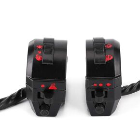 2PCS Universal 7/8" Motorcycle Handlebar Switch Control Left and Right Side Horn Turn Light High/Low Beam Switch Headlight Hazard Width Lamp Switch