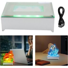 LED Light Base Rectangle Display Stand, 4 LED Light Multi Color Changing LED Light Base Rectangle LED Lights Display Base with 9 Lighting Modes (2Pcs)