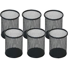 Pen Holder Pencil Holder Mesh Metal Pen Cup Holder Pencil Cup Holder for Desk Office Home Pen Organizer Black, 6 Pack