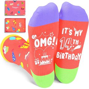 HAPPYPOP Gifts for Teenage Boys Girls Funny Gifts for Teens, 14th Birthday Gifts for 14 Year Old Girls Boys, Funny Crazy Socks for Teens