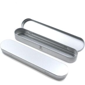 T Tulead Black Stationery Box Metal Pencil Case Empty Hinged Tin Box Pen Holders Pen Storage Containers 2PCS