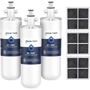 GLACIER FRESH for LG LT700P Refrigerator Water Filter, Replacement for LT700PC, ADQ36006101, ADQ36006102, RWF1200A, Kenmore 9690, AGF80300801, LFXC24726S, LMXS27626S and LT120F Air Filters, 3 Packs