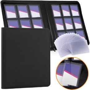 Top Loader Binder 9 Pocket Holds 288 Cards, Toploader Binder Fit for 3" x 4" Top Loader, Trading Card Holder Album Fit for MTG, Yugioh, TCG, Sports Cards, 20 Toploaders Included, Black