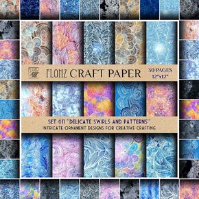Scrapbook Paper (30 pages 12"x12") Delicate Swirls and Patterns: Intricate Ornament Designs for Creative Crafting FLONZ Vintage Styled Double Sided Paper Pad for Craft Cardmaking