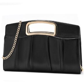 RAVUO Clutch Purse for Women, Elegant Pleated Evening Bag Convertible Handbag for Wedding Prom Bridal with Chain Strap