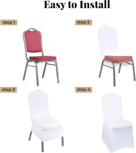 White Chair Covers 100 pcs Stretch Spandex Chair Covers Universal Fitted Chair Cover Protector for Wedding,Party, Banquet, Holidays, Celebration, Decoration（White, 100 PCS） in Saudi Arabia