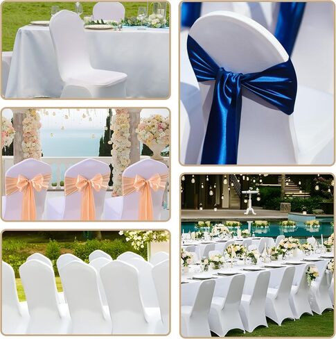 White Chair Covers 100 pcs Stretch Spandex Chair Covers Universal Fitted Chair Cover Protector for Wedding,Party, Banquet, Holidays, Celebration, Decoration（White, 100 PCS） in Saudi Arabia