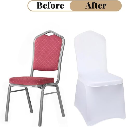 White Chair Covers 100 pcs Stretch Spandex Chair Covers Universal Fitted Chair Cover Protector for Wedding,Party, Banquet, Holidays, Celebration, Decoration（White, 100 PCS） in Saudi Arabia