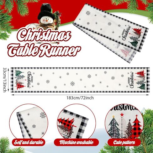 Preboun 7 Pieces Christmas Chair Back Covers Set Christmas Chair Covers with Black Buffalo Plaid Table Runner Dining Chair Slipcover for Xmas Room Kitchen Holiday Party Wedding Hotel Home (Red) in Saudi Arabia